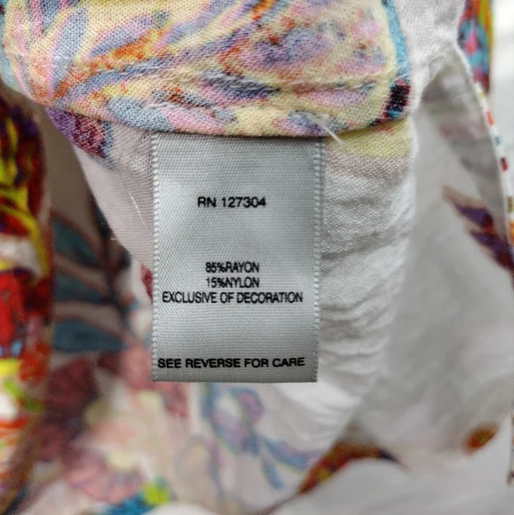 John Mark Floral Tunic Women's XL Embroidery Boho Festival Art to Wear Vacation - Picture 11 of 11